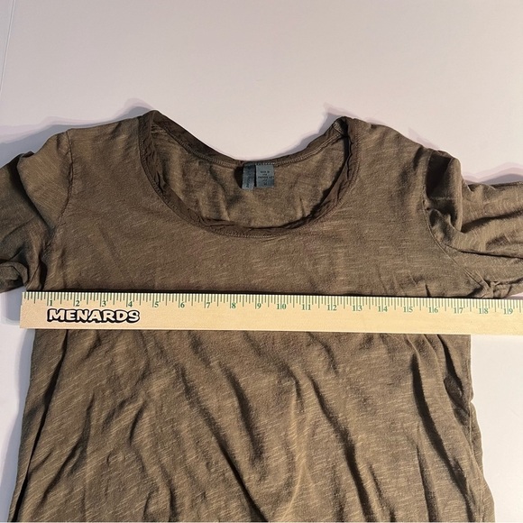 ANTHROPOLOGIE Left of Center Boho Tunic Top Size M Scoop Neck Hi-Lo Olive Green - Picture 10 of 12